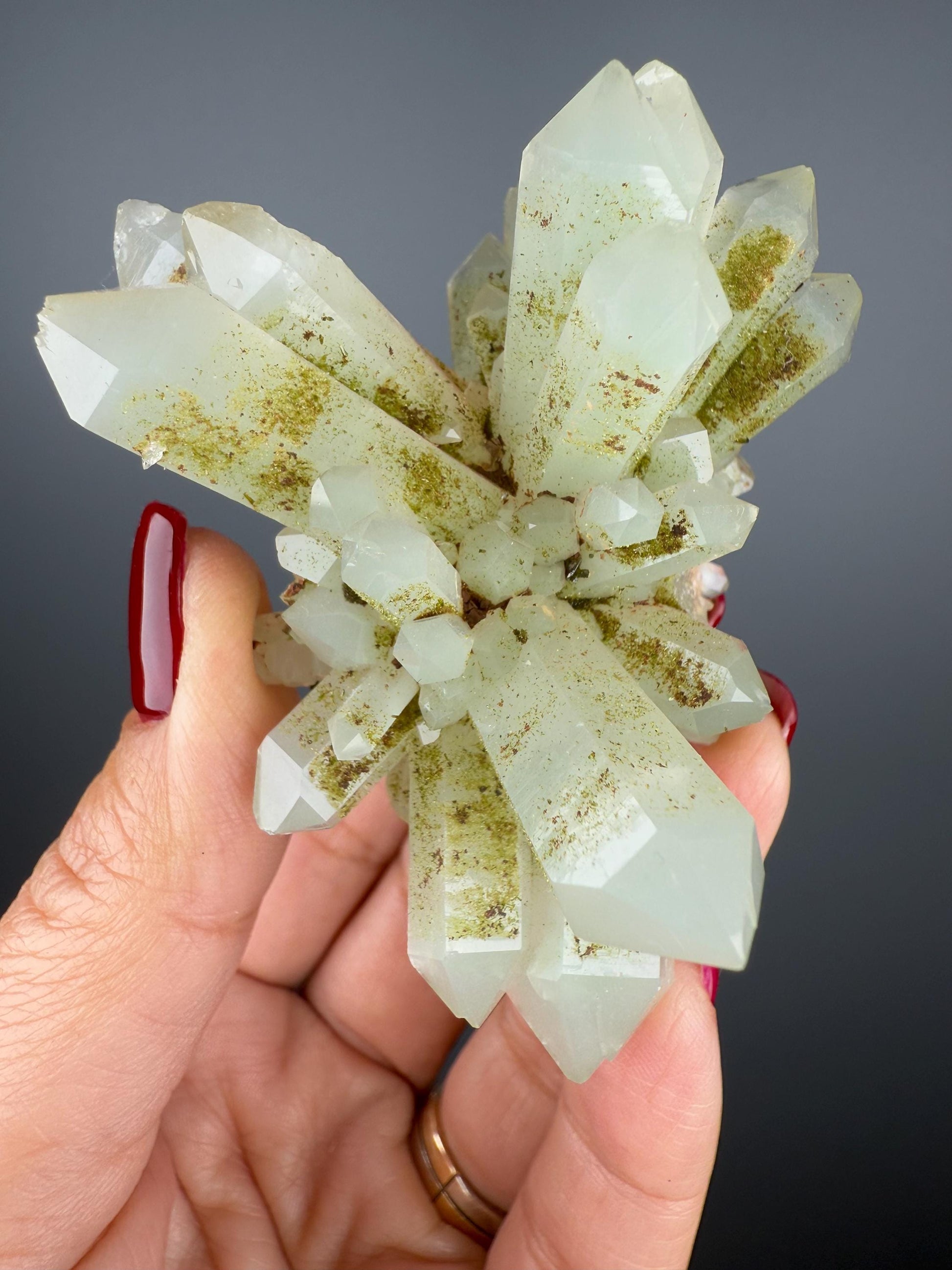 Crystal Quartz Flowers with Glittery Chlorite Crystals Specimen From Turkey