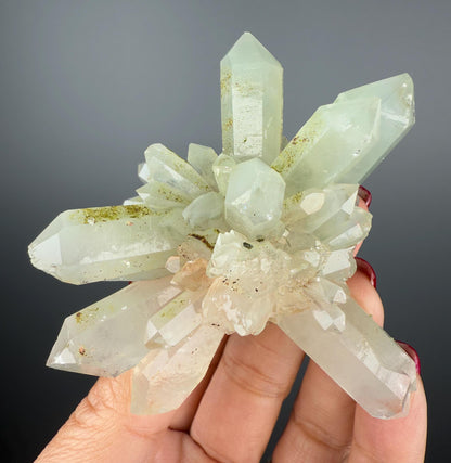 Crystal Quartz Flowers with Glittery Chlorite Crystals Specimen From Turkey