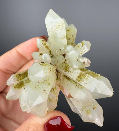 Crystal Quartz Flowers with Glittery Chlorite Crystals Specimen From Turkey