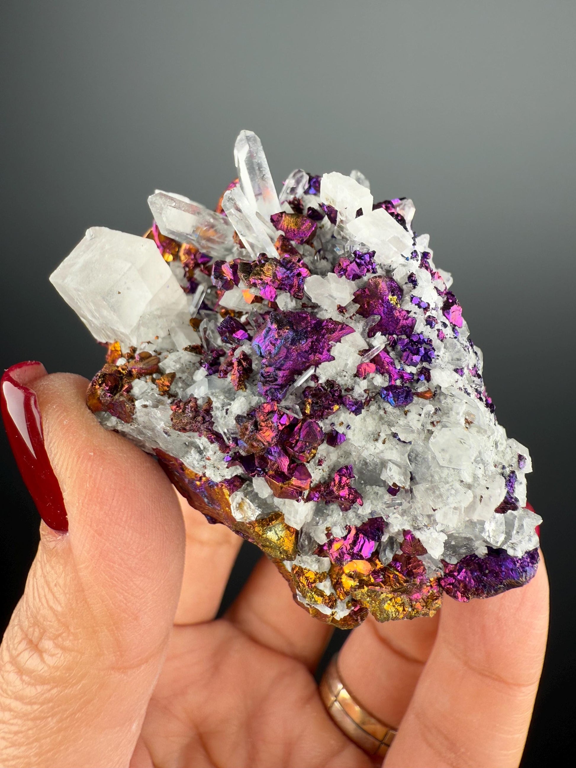 Chalcopyrite with Dolomite and Quartz Crystal