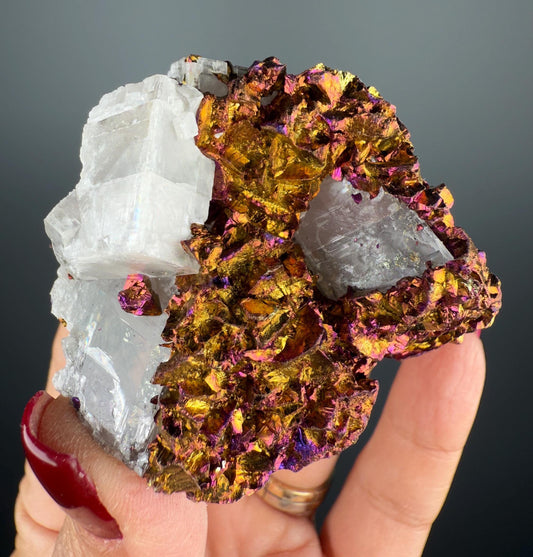 Chalcopyrite with Dolomite and Quartz Crystal