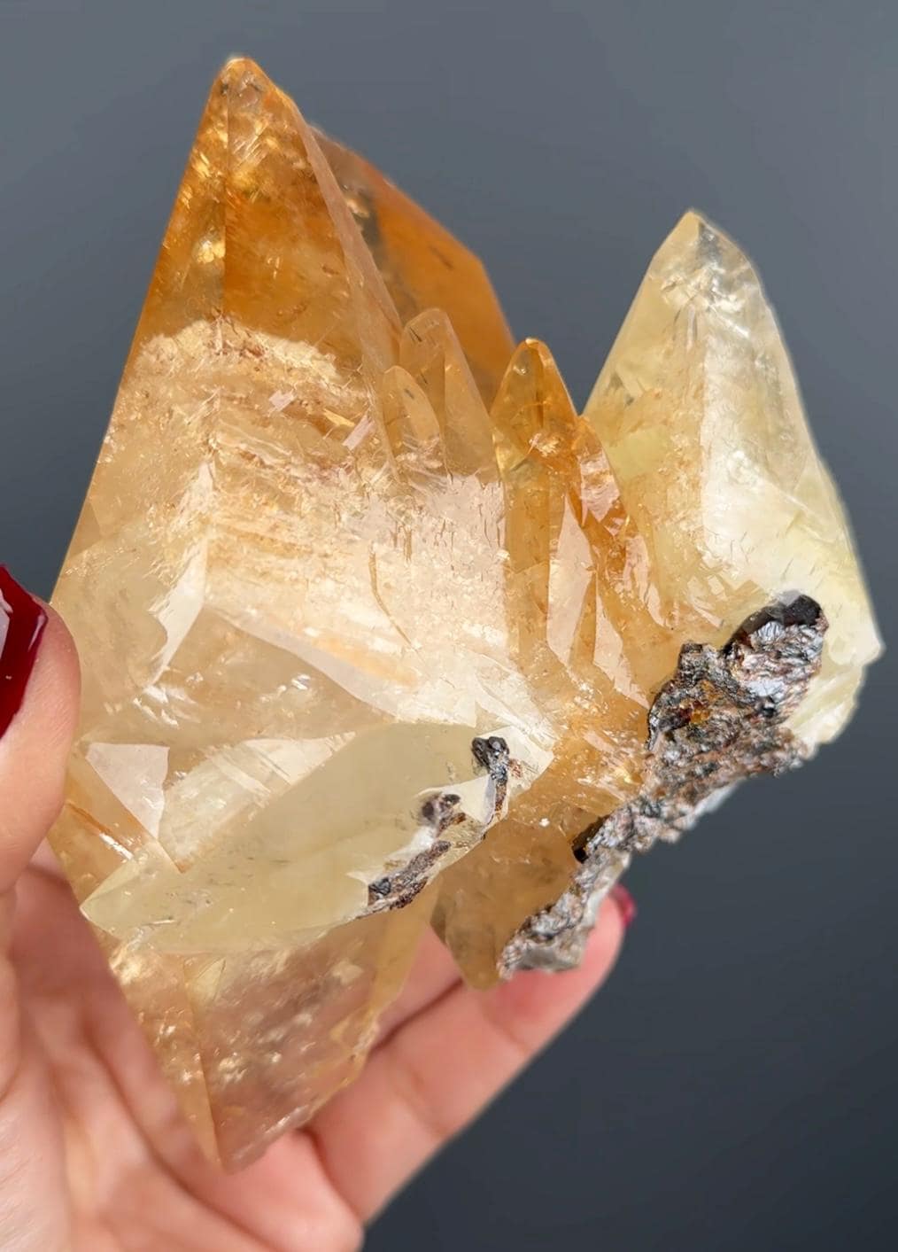 Golden Calcite Crystal with Sphalerite from