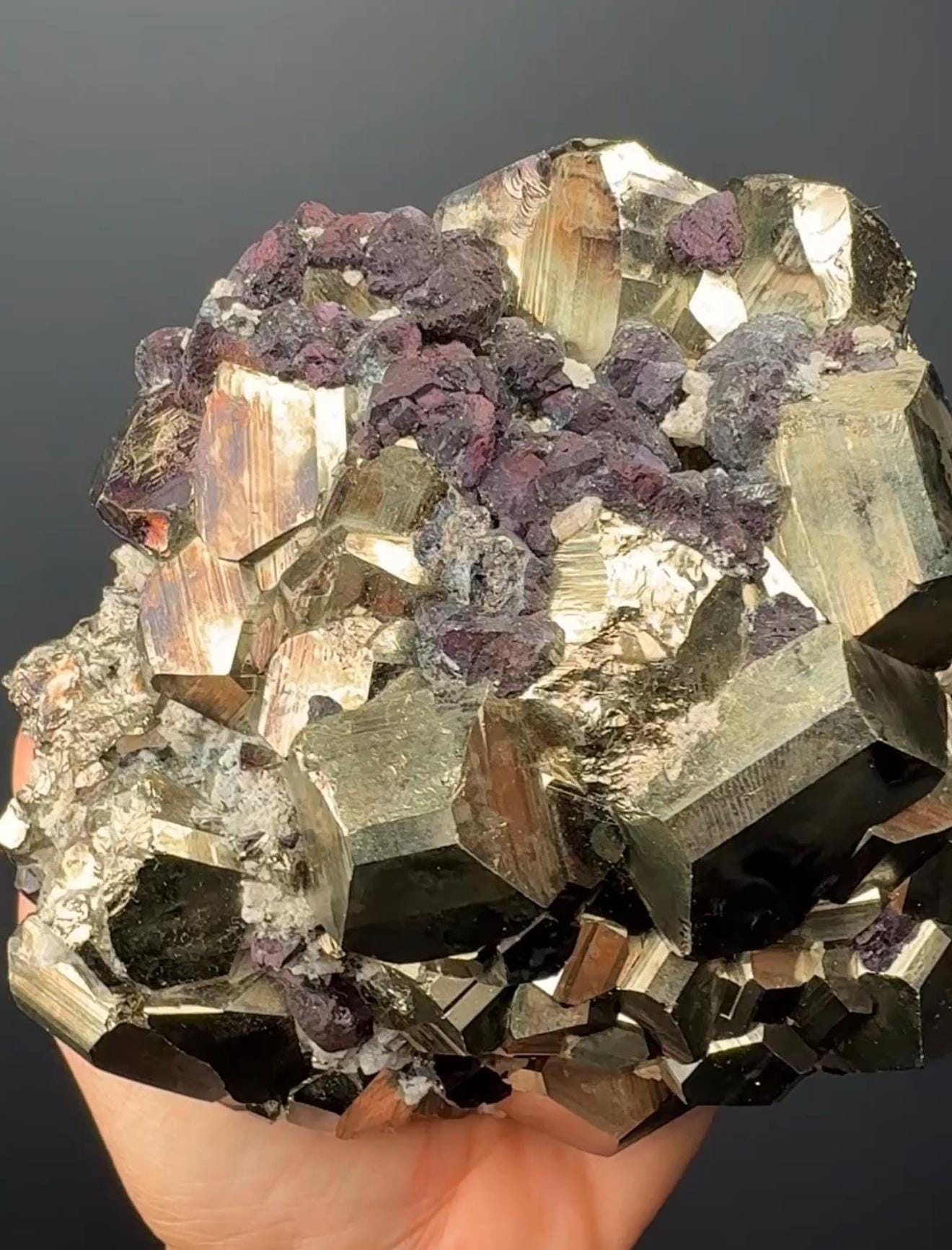 Rare! Octahedral Pyrite with Covellite Crystal Specimen, Pyrite with Chalcopyrite Crystal