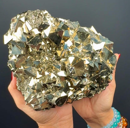 Huge ! Lustrous Hexagonal Pyrite Crystal from Peru