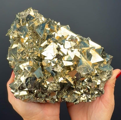 Huge ! Lustrous Hexagonal Pyrite Crystal from Peru