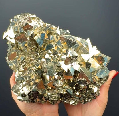 Huge ! Lustrous Hexagonal Pyrite Crystal from Peru