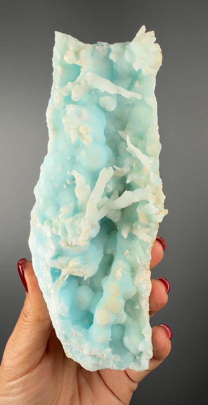 Blue Aragonite Mineral Specimen, Blue Aragonite Crystal (Double-side Crystallization)