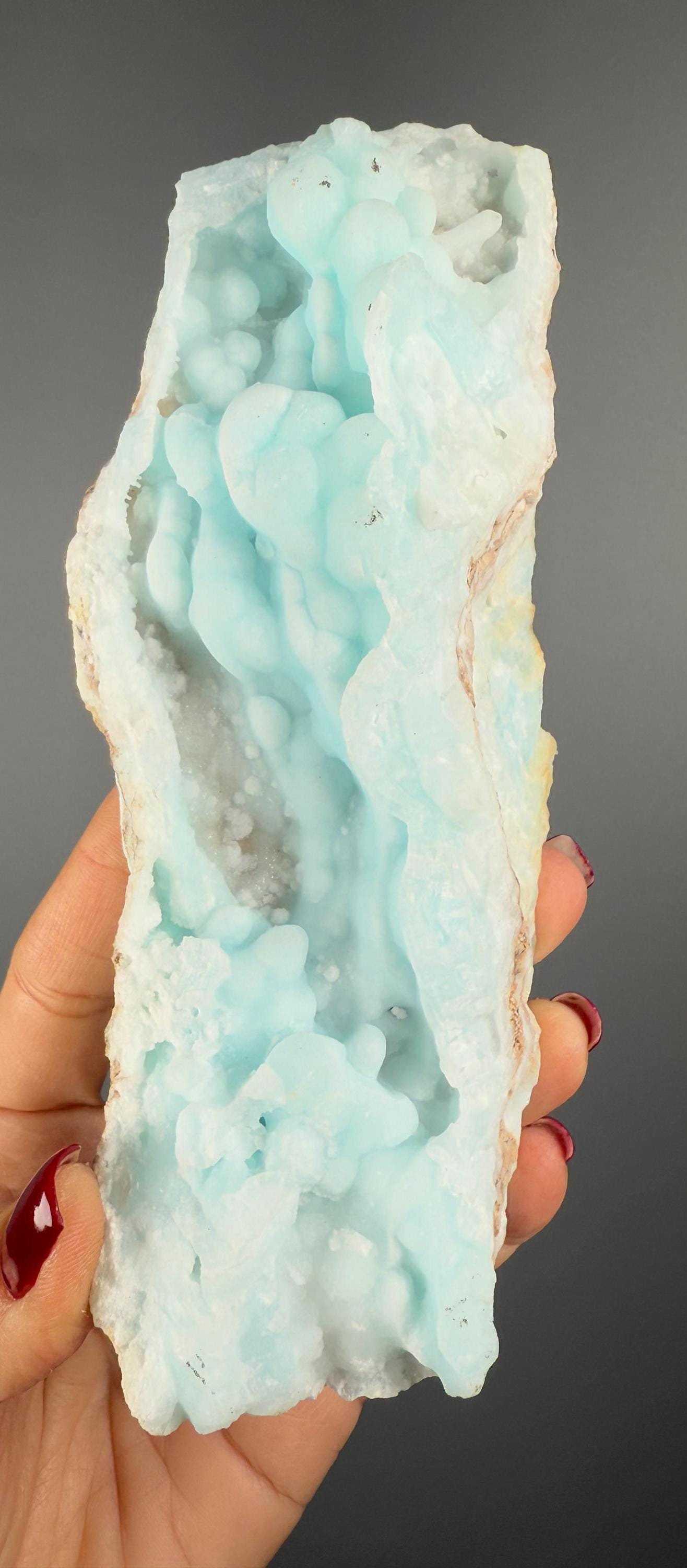 Blue Aragonite Mineral Specimen, Blue Aragonite Crystal (Double-side Crystallization)