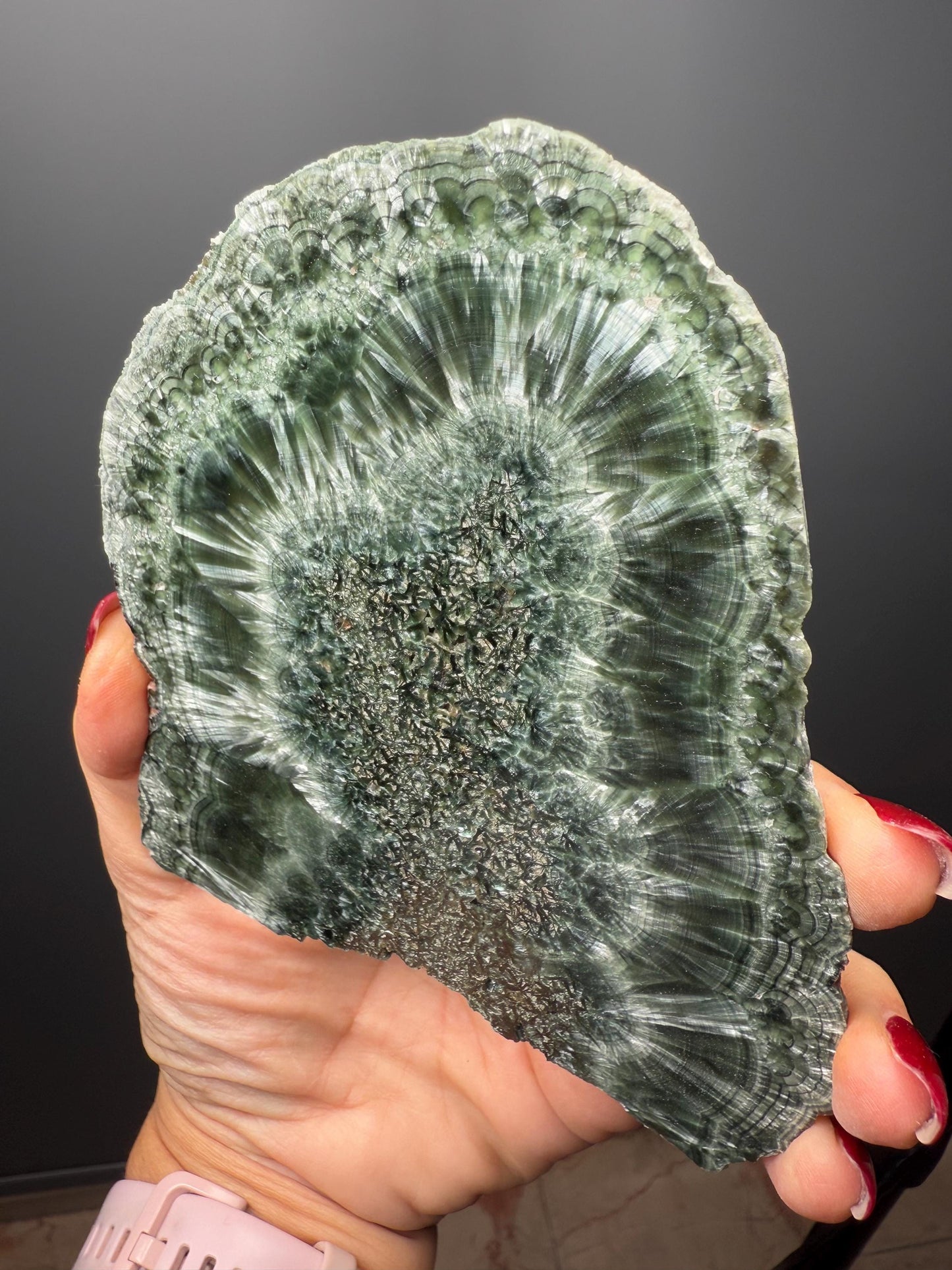 Feel the Serenity!Deep Forest Green Seraphinite Slab, Seraphinite Slab