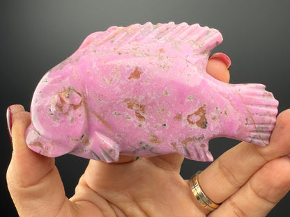 Cobalto Calcite Hand Carved Fish Statue, Cobalto Calcite Fish