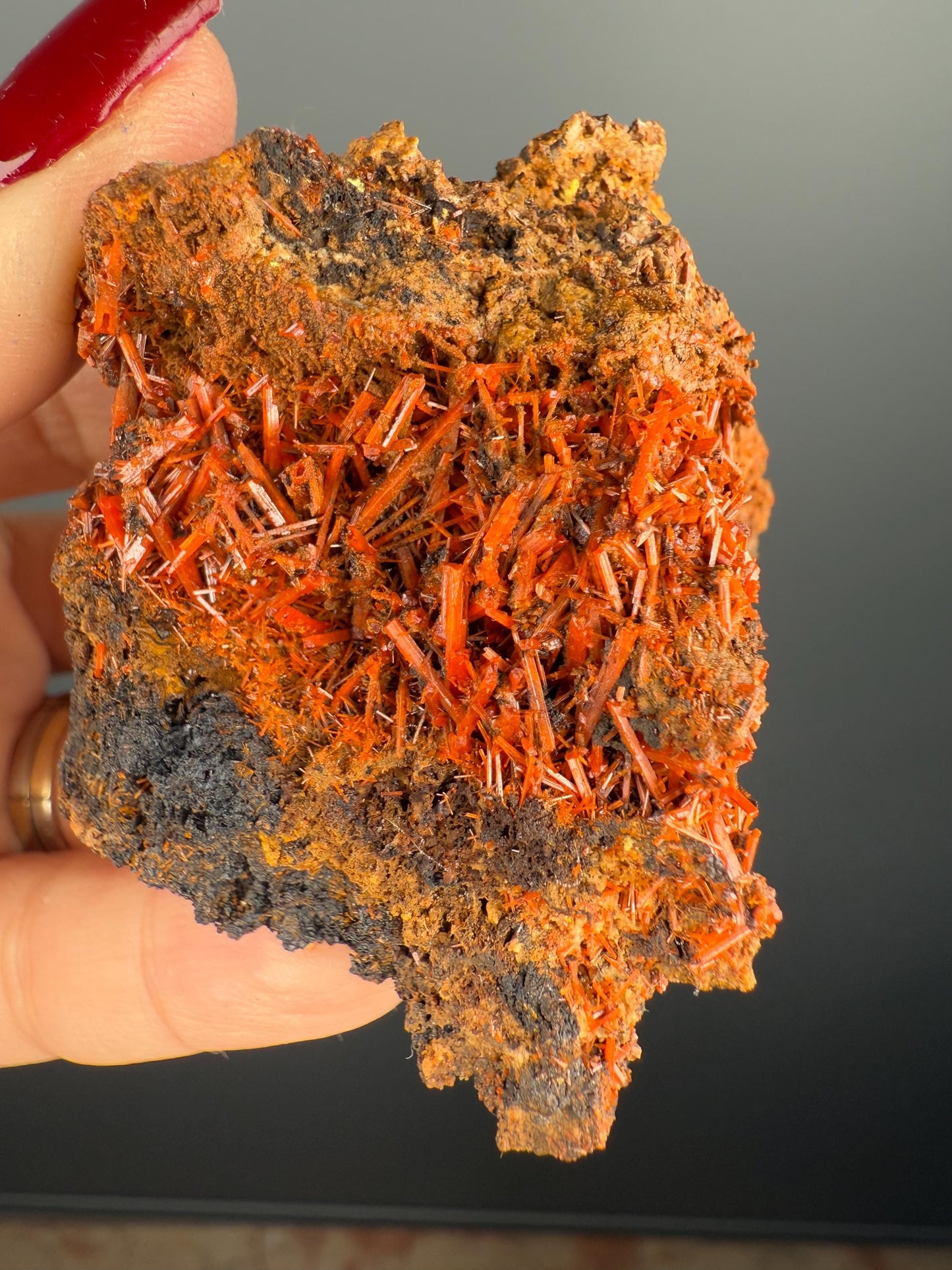 Orange Crocoite Crystal Specimen