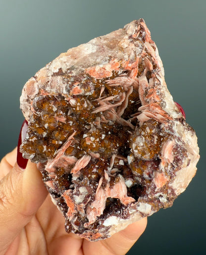 Amazing Combination! Quartz, Manganese Oxide, Limonite and Calcite Crystal