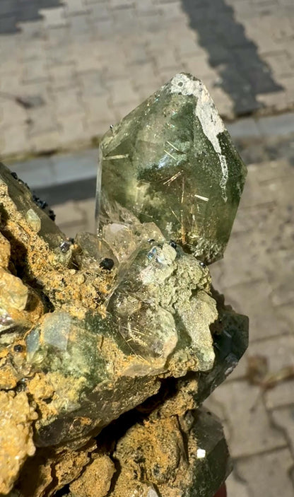 Amazing Energy! Himalayan Clear Quartz with Golden Rutile and Green Chlorite from Himalayas