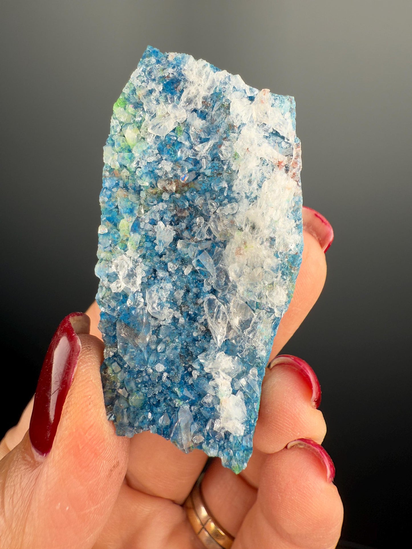 Amazing Piece! Druzy Blue Shattuckite with Quartz Crystal Specimen