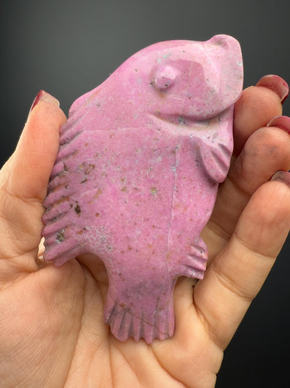 Cobalto Calcite Hand Carved Fish Statue, Cobalto Calcite Fish