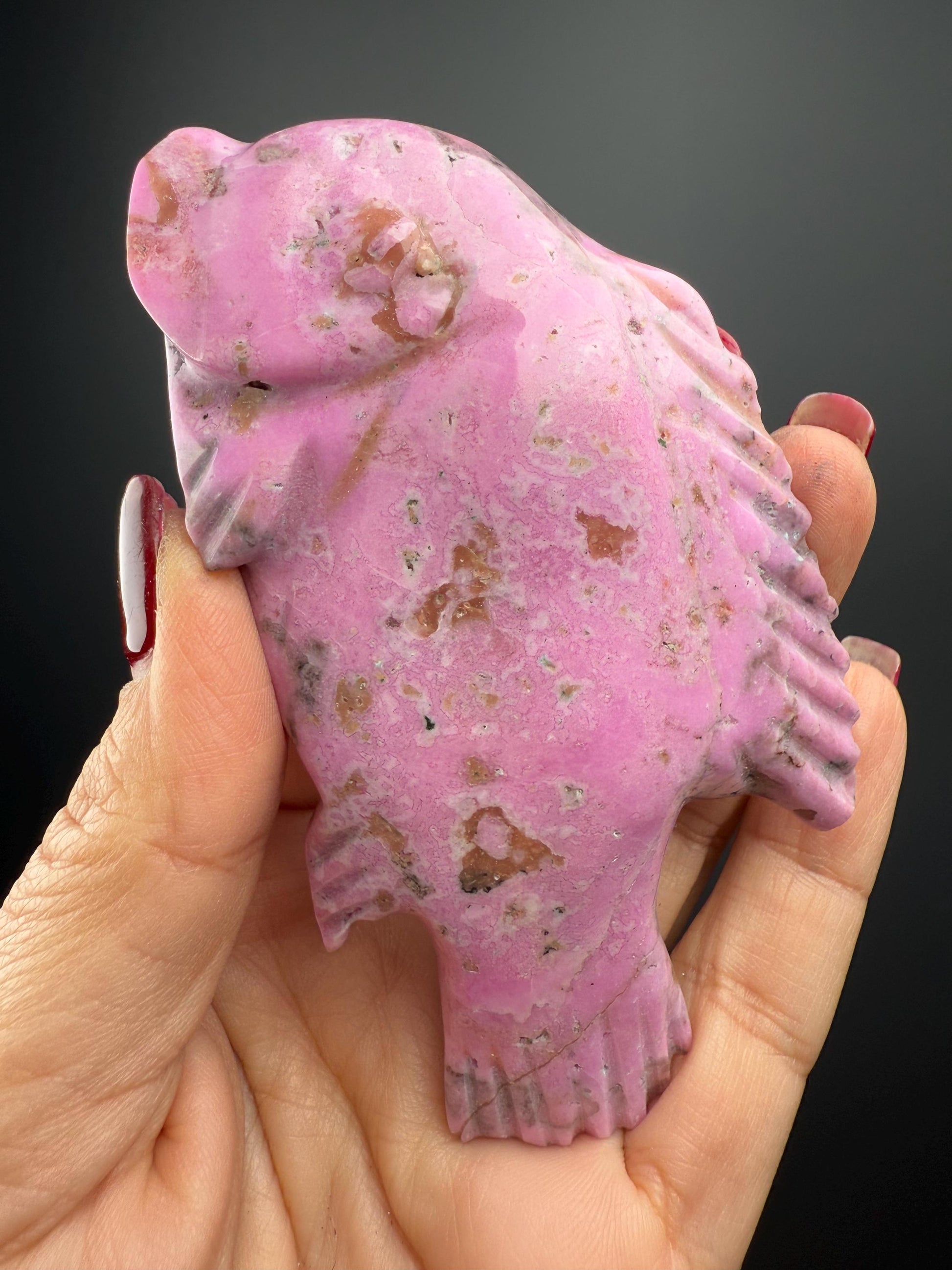 Cobalto Calcite Hand Carved Fish Statue, Cobalto Calcite Fish