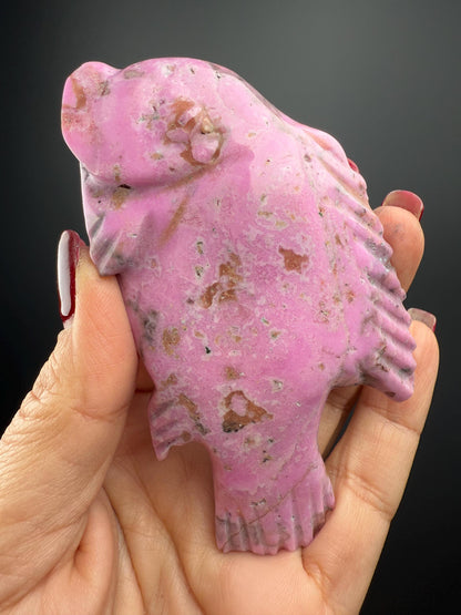 Cobalto Calcite Hand Carved Fish Statue, Cobalto Calcite Fish