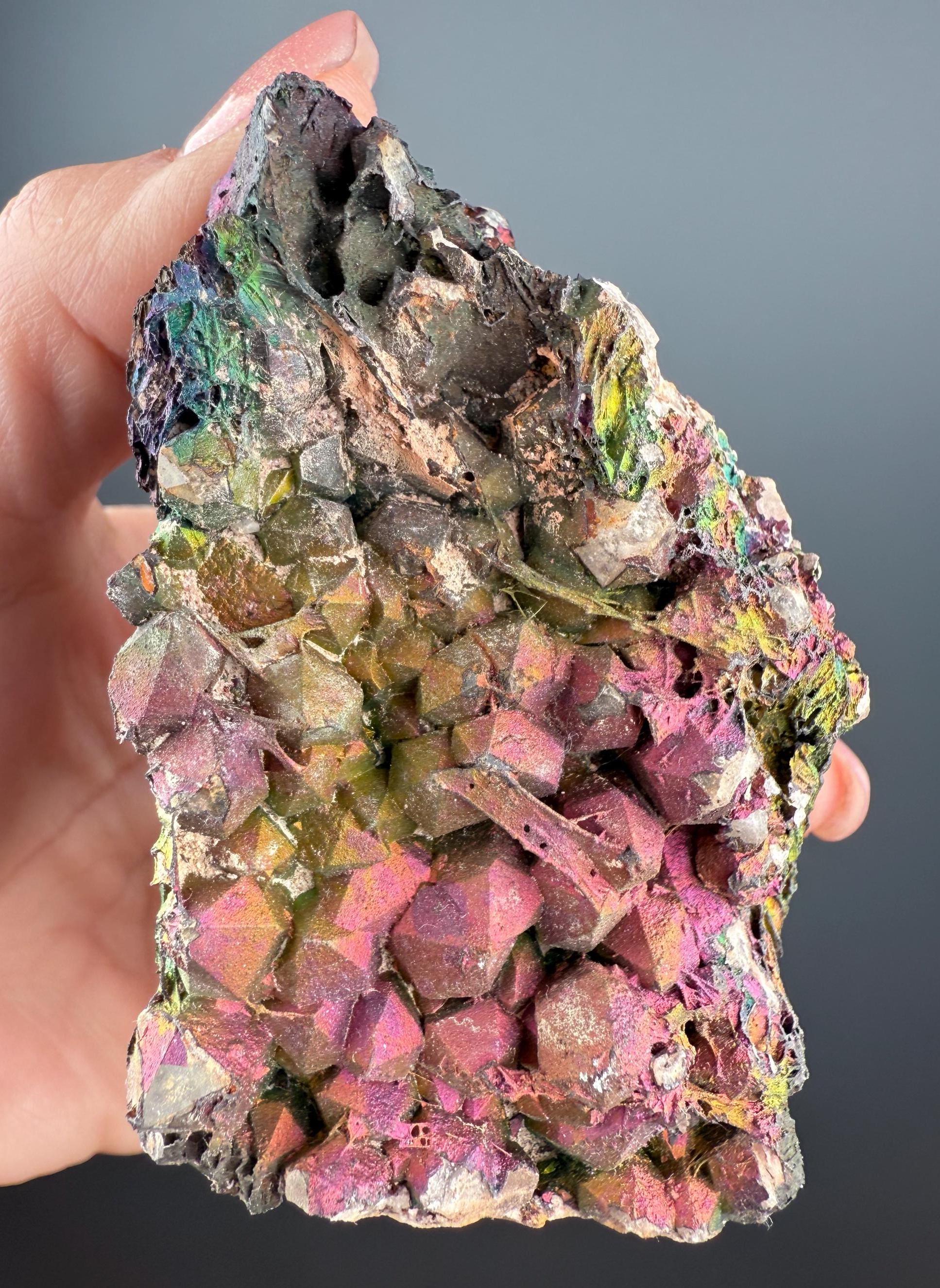 Iridescent Colorful Goethite with Quartz Specimen, Big Size Goethite with Quartz Specimen