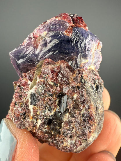 Amazing Piece! Corundum Var. Sapphire on Garnet Specimen