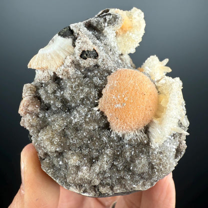 Amazing! Thomsonite Balls with Calcite Specimen, Self-Standing Thomsonite Crystal