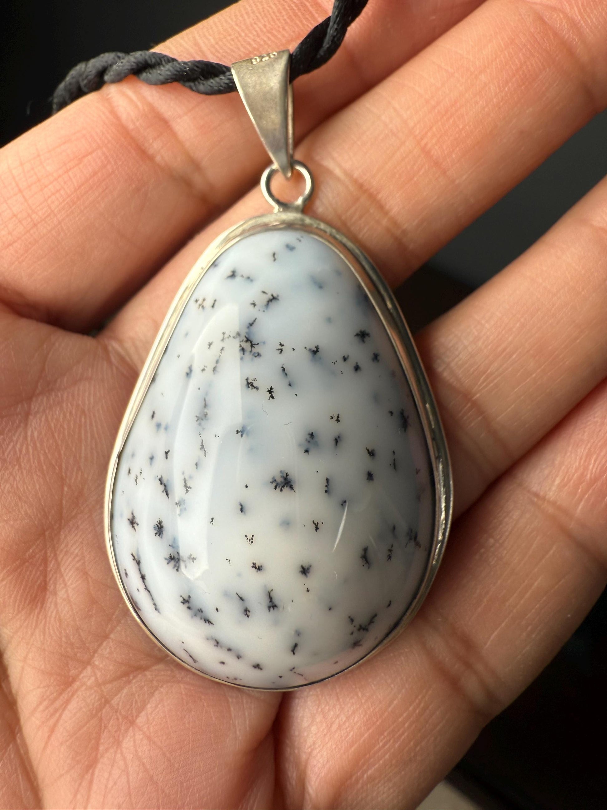 Dendritic Agate, Dendritic Agate Pendant, Dendritic Agate Crystal Pendant, 925 Sterling Silver