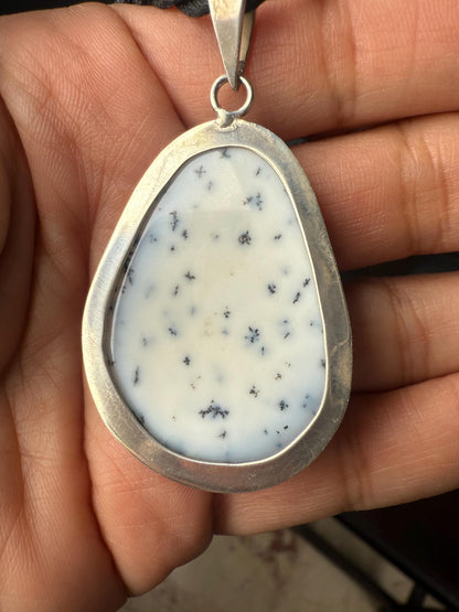 Dendritic Agate, Dendritic Agate Pendant, Dendritic Agate Crystal Pendant, 925 Sterling Silver