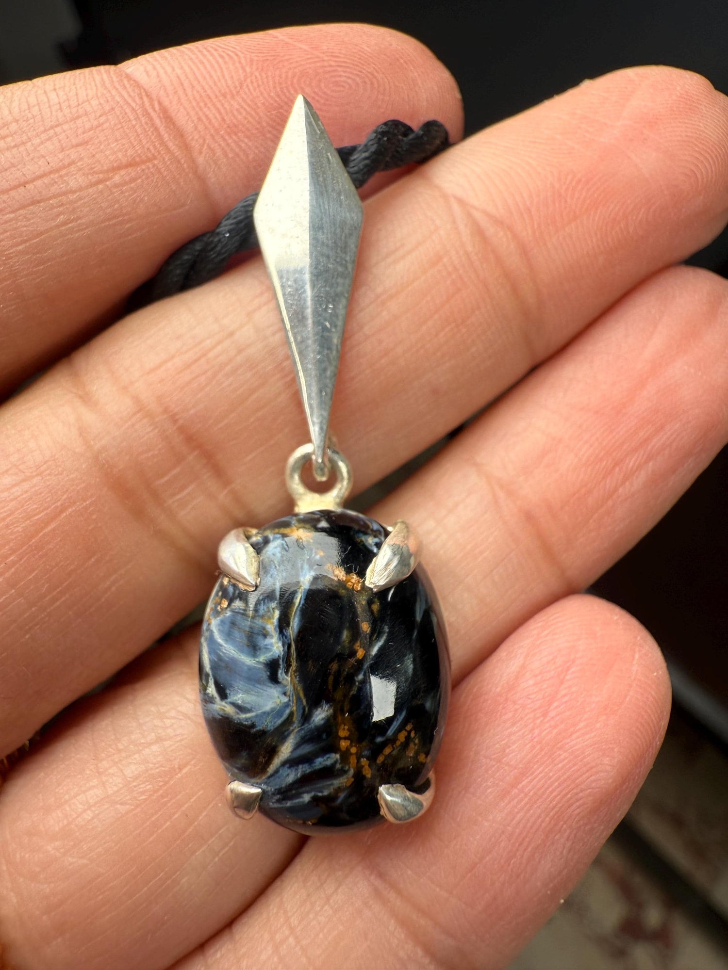Dendritic Agate, Dendritic Agate Pendant, Dendritic Agate Crystal Pendant, 925 Sterling Silver