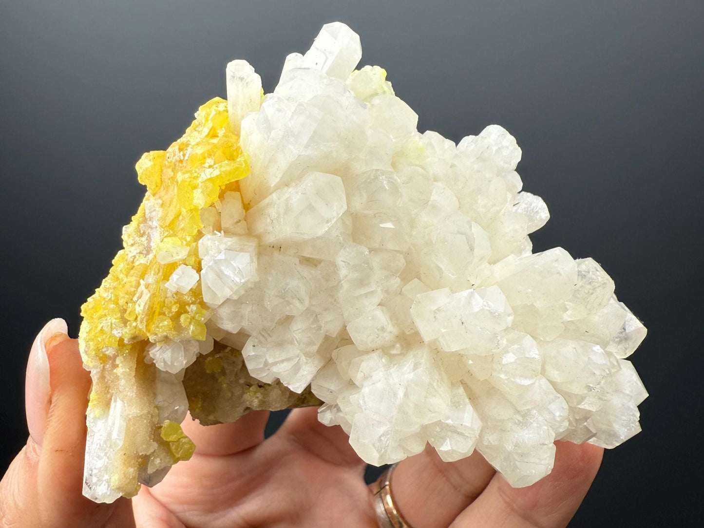 White Calcite with Sulphur Crystal Specimen