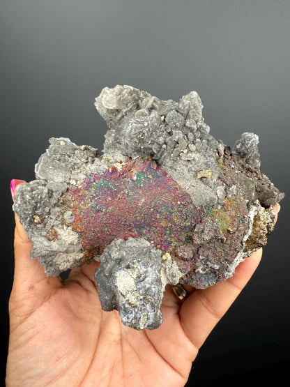 Magical ! Chalcopyrite with Calcite Crystal From Kosovo