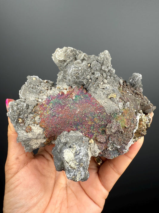 Magical ! Chalcopyrite with Calcite Crystal From Kosovo