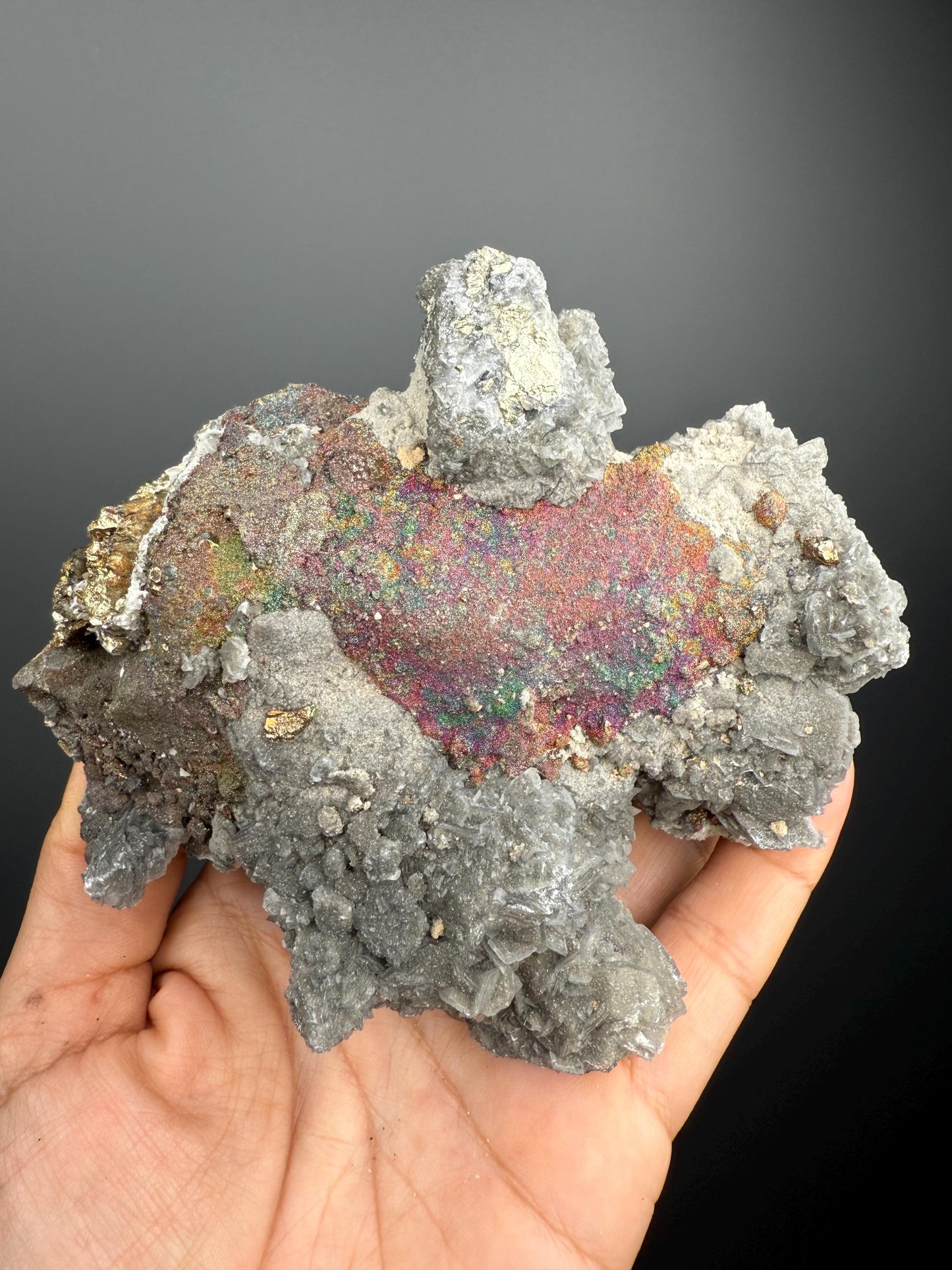 Magical ! Chalcopyrite with Calcite Crystal From Kosovo