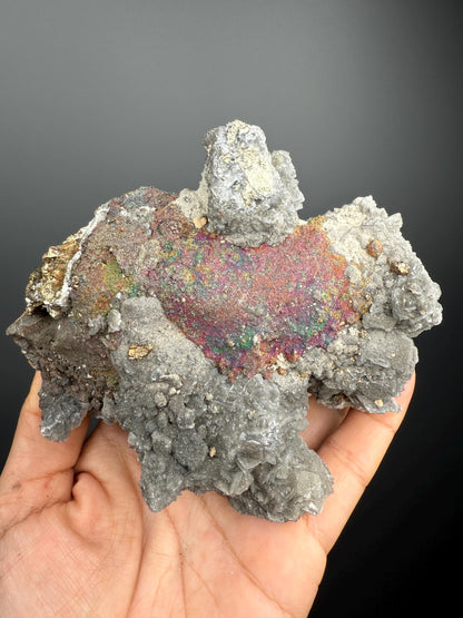 Magical ! Chalcopyrite with Calcite Crystal From Kosovo
