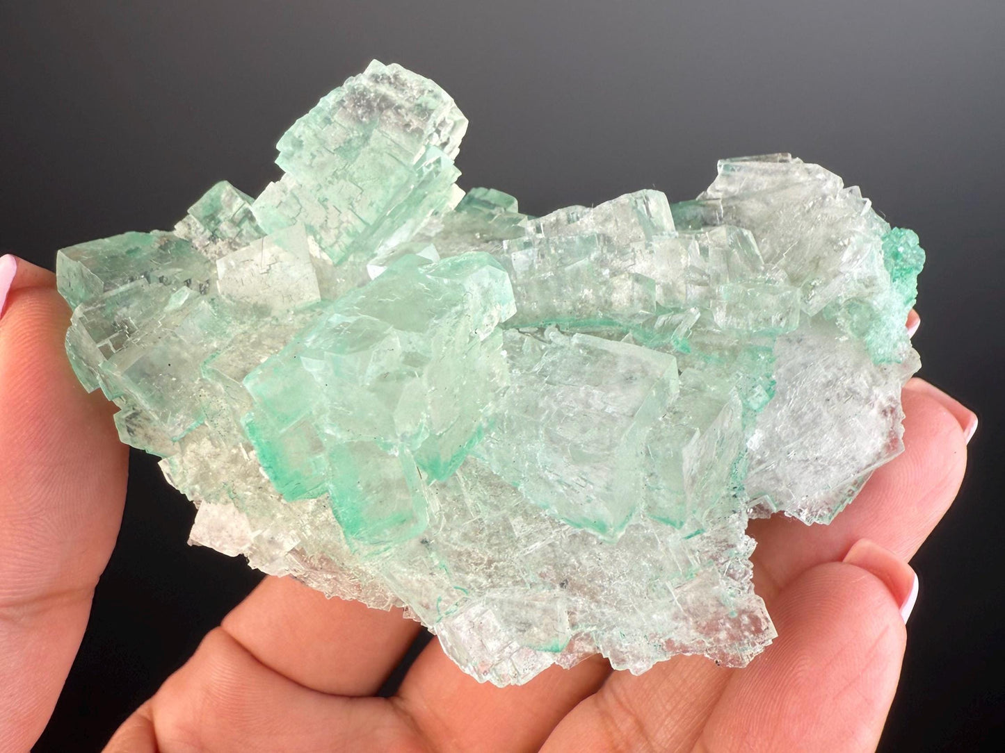 Purification, Balance, Protection! Transparent Gemmy Cubic Green Halite Specimen