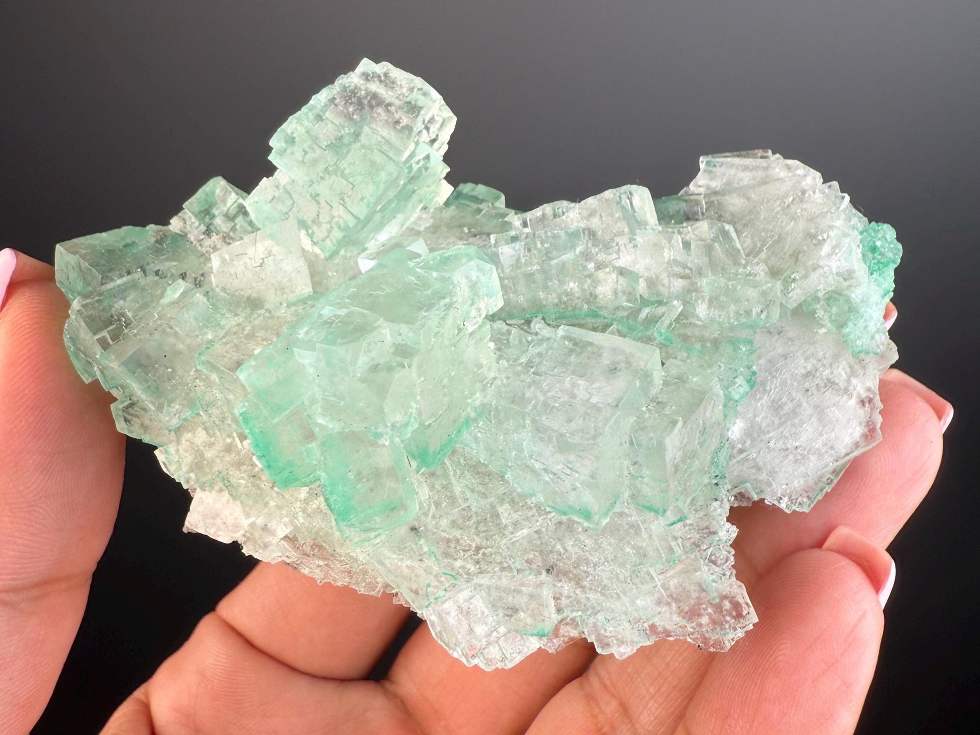 Purification, Balance, Protection! Transparent Gemmy Cubic Green Halite Specimen