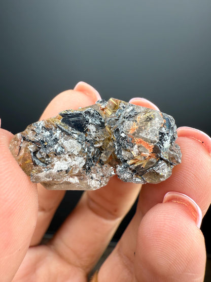 Quartz with Golden Rutile Crystal with Hematite Specimen