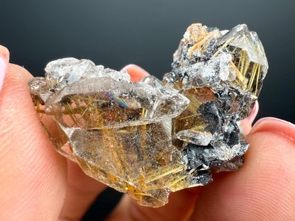 Quartz with Golden Rutile Crystal with Hematite Specimen