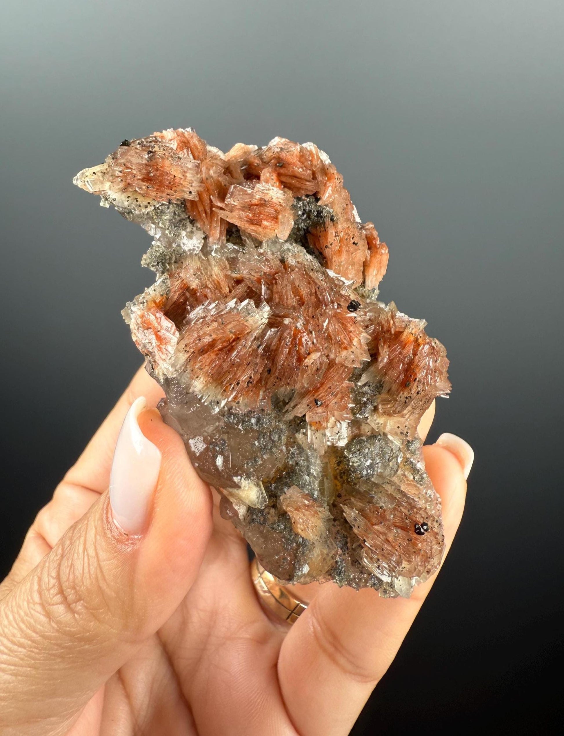 New Find!Pyrite and Red Barite on Yellow Fluorite Crystal Specimen