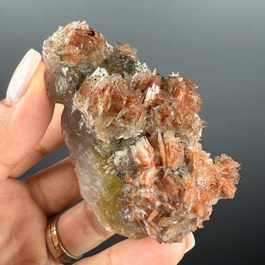 New Find!Pyrite and Red Barite on Yellow Fluorite Crystal Specimen