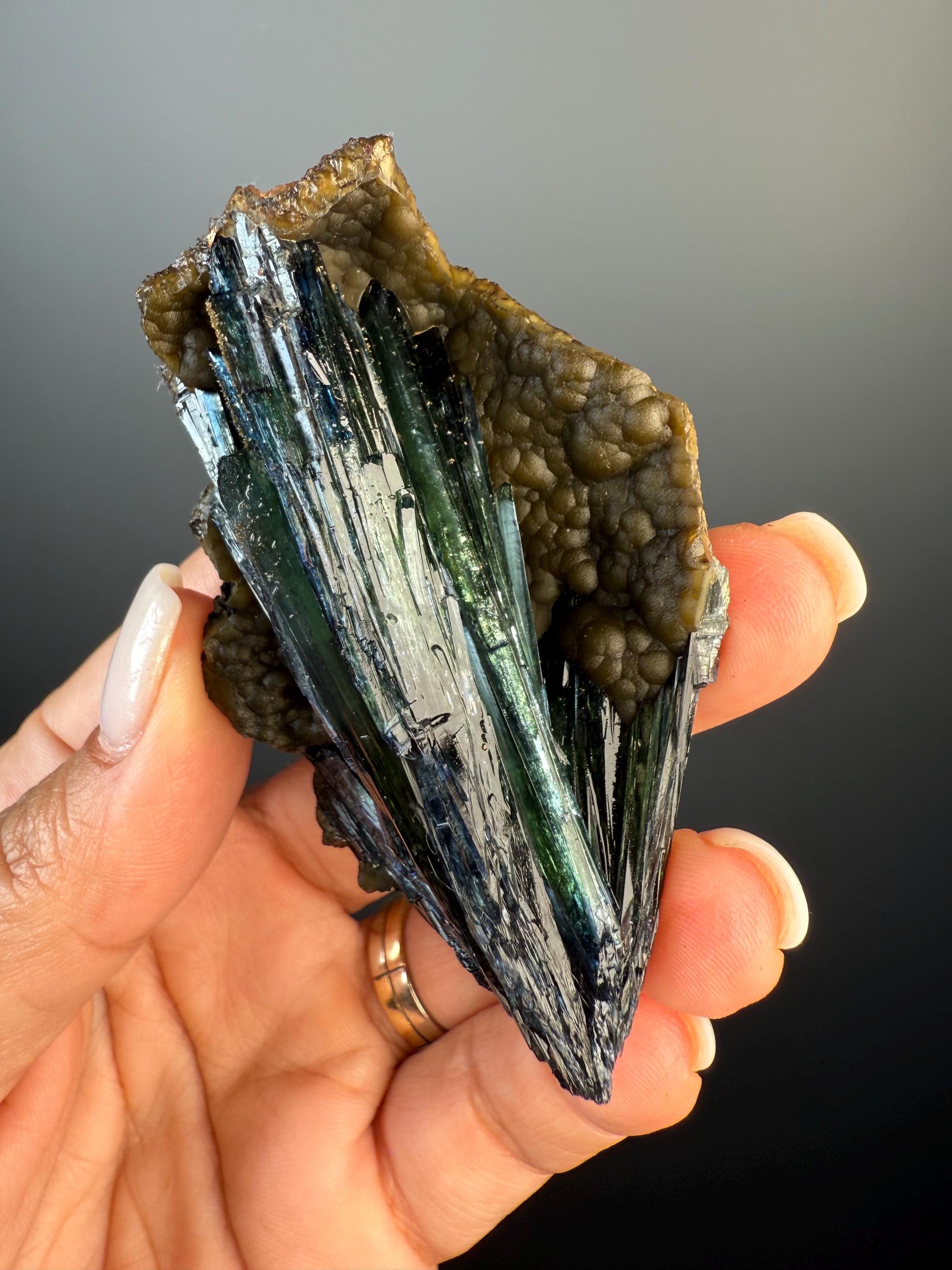 Beautiful Piece ! Gemmy Blue Green Vivianite, Vivianite Crystal