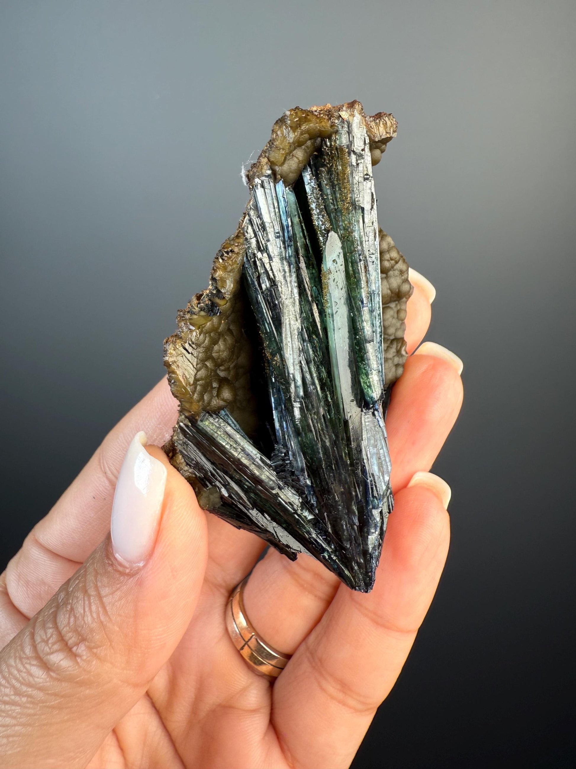 Beautiful Piece ! Gemmy Blue Green Vivianite, Vivianite Crystal
