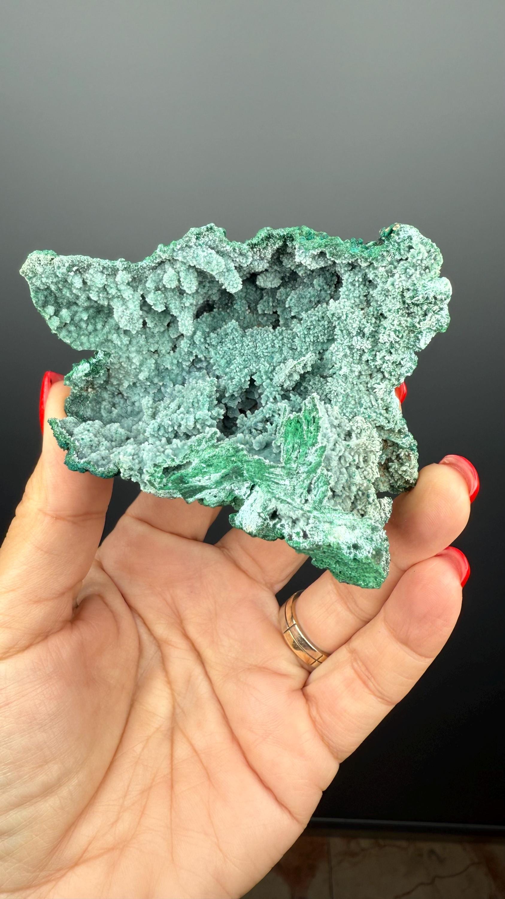Druzy Blue Chrysocolla with Malachite Crystal Specimen
