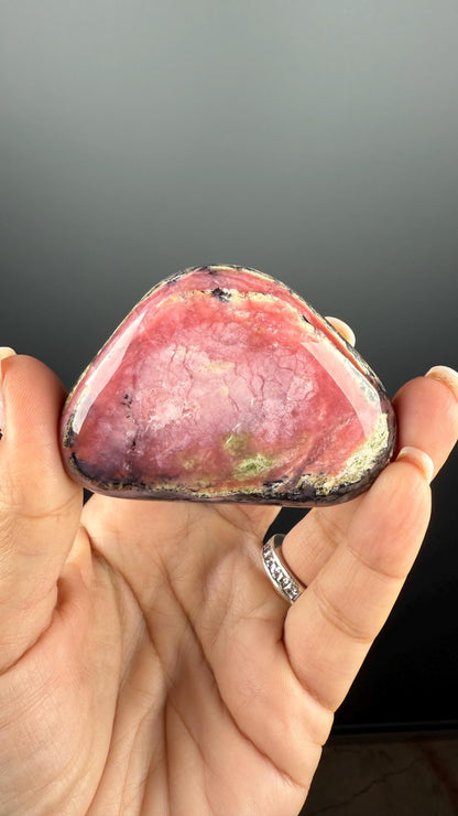 Strawberry Opal Thumb Stone, Dendritic Opal Pink Crystal from Peru