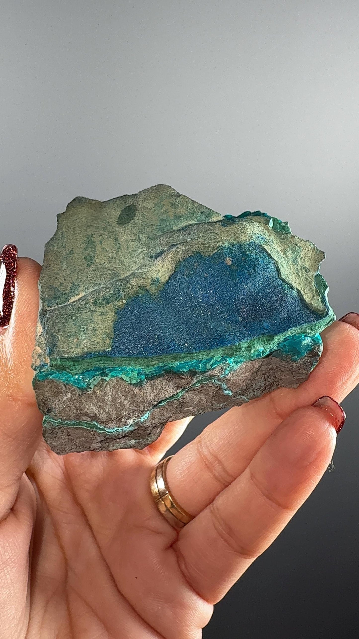Rare! Blue Cornetite with Malachite Crystal Specimen