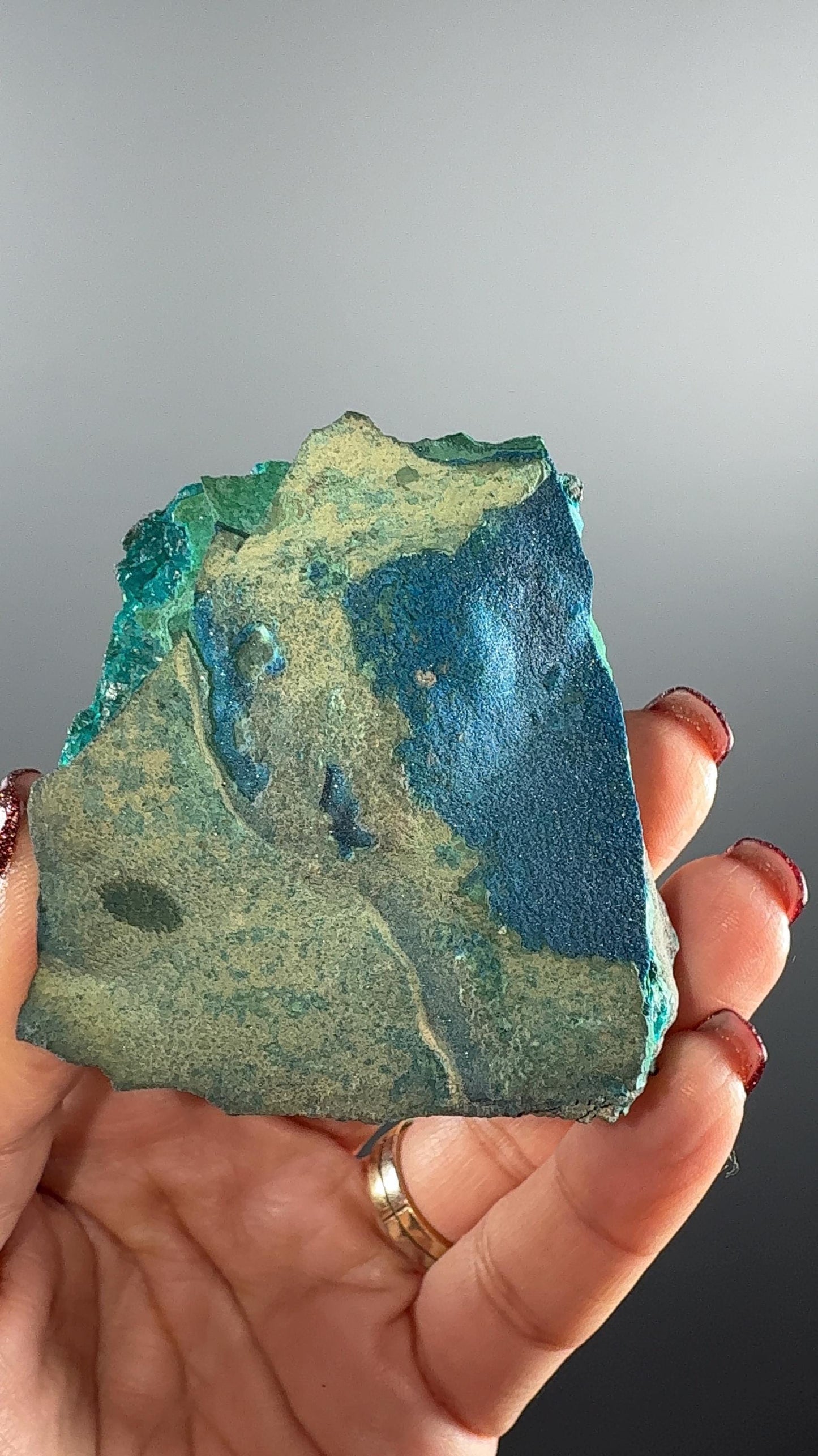 Rare! Blue Cornetite with Malachite Crystal Specimen