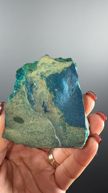 Rare! Blue Cornetite with Malachite Crystal Specimen