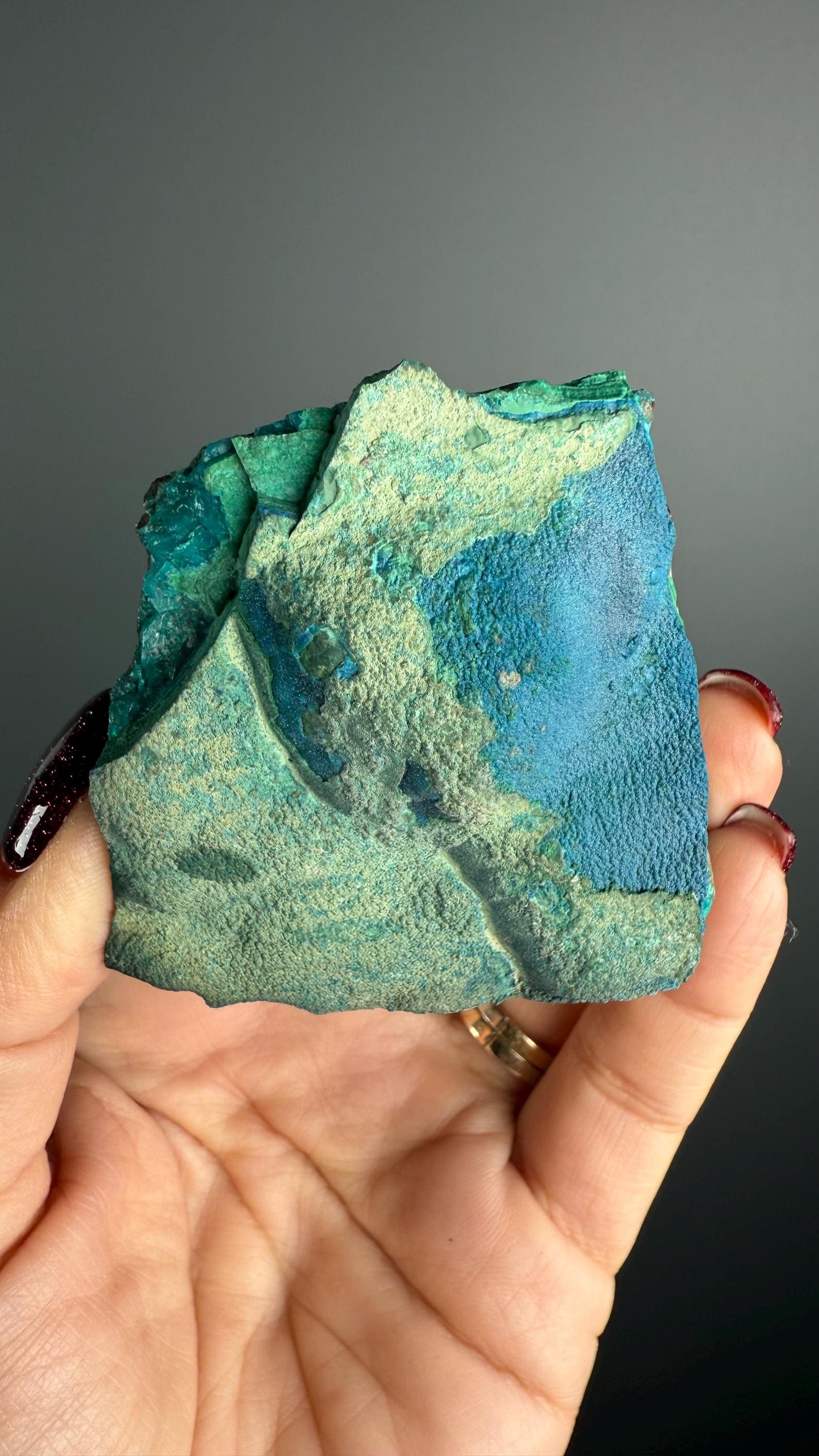 Rare! Blue Cornetite with Malachite Crystal Specimen