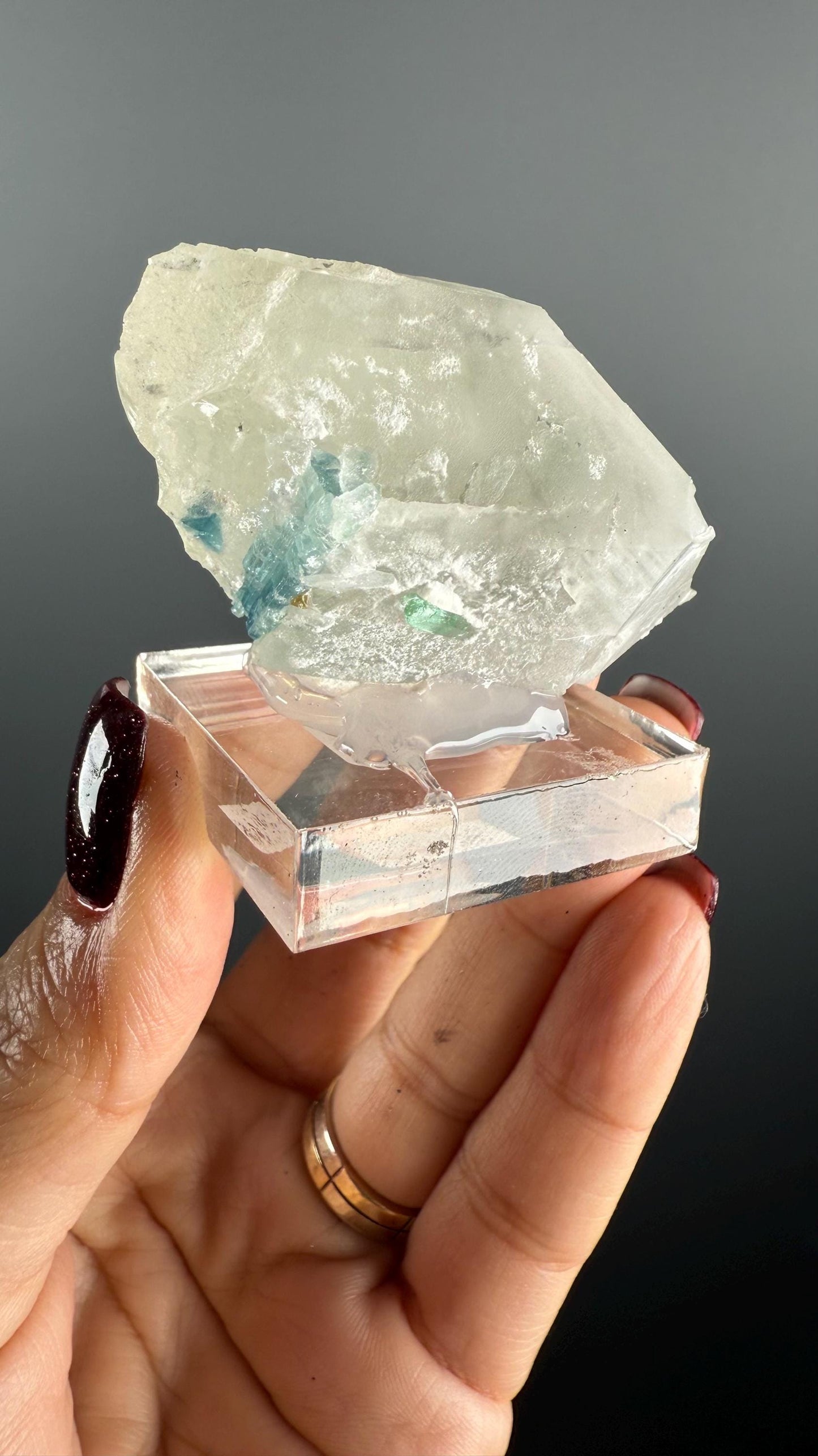 Seafoam Tourmaline with Quartz Crystal