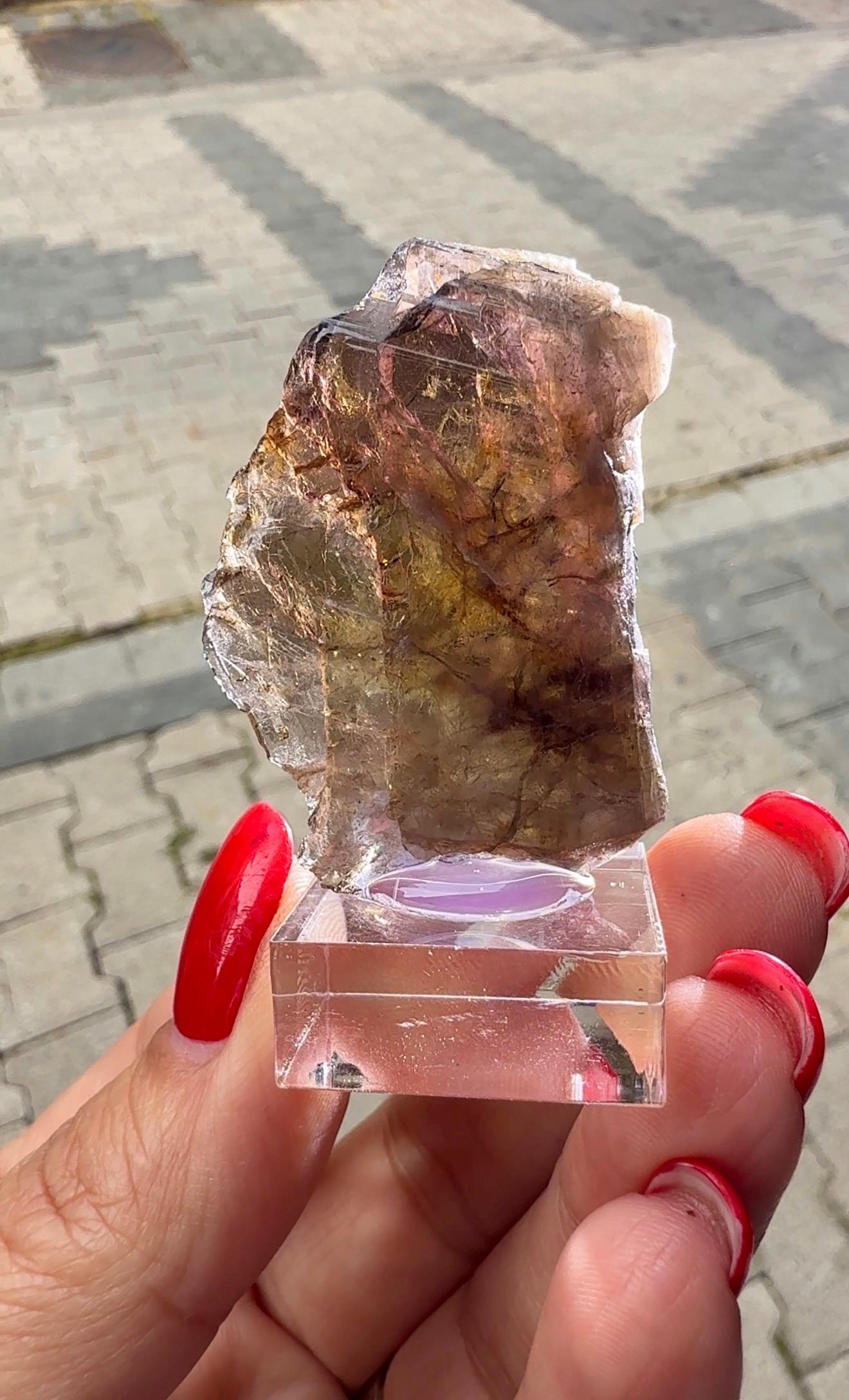 Unique! Pleochroic Manganese Axinite Crystal from Nausherwani Mine, Pakistan