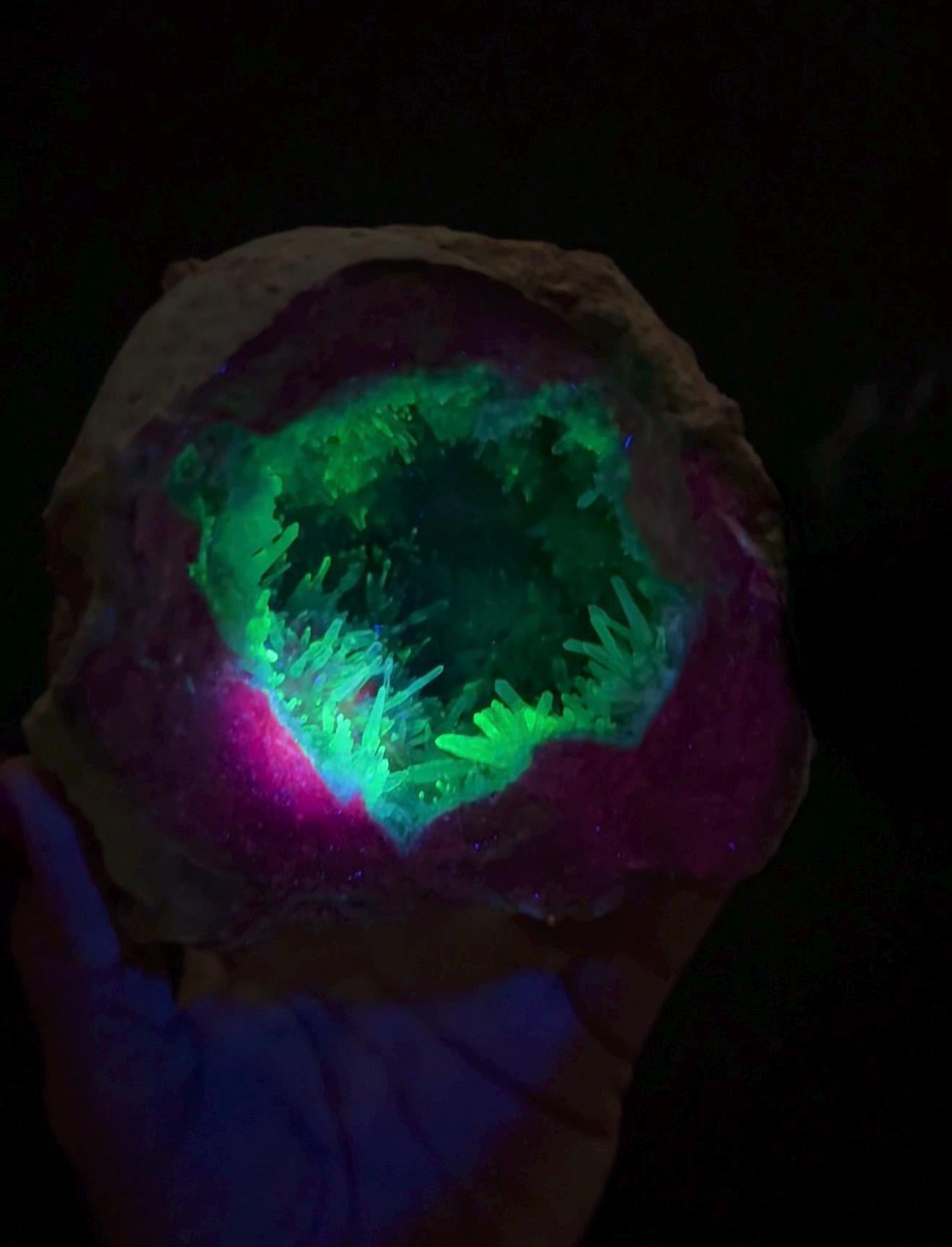 New find! UV Reactive Cosmic Amethyst with Chalcedony Geode