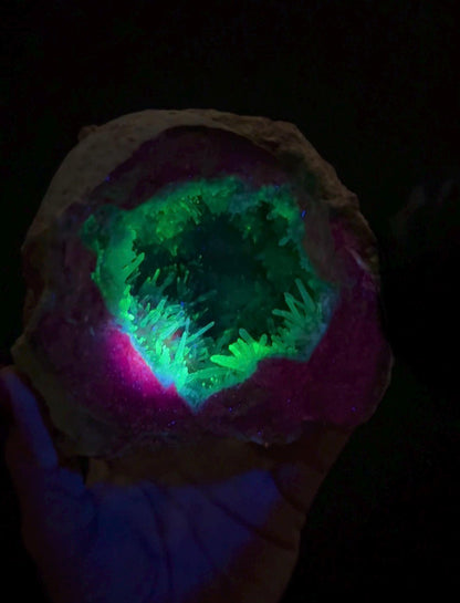 New find! UV Reactive Cosmic Amethyst with Chalcedony Geode